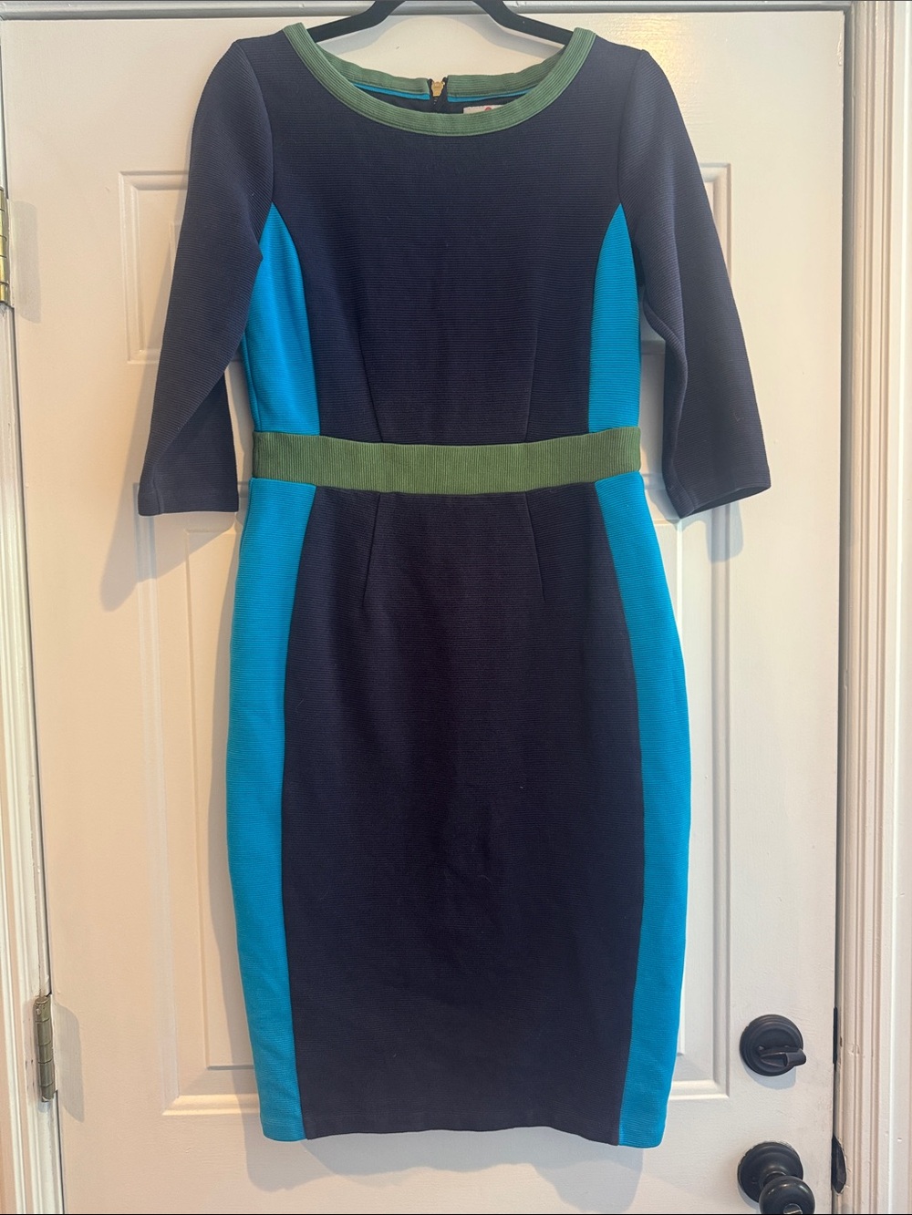 Boden Colorblock Sheath Dress in Navy, Teal & Olive